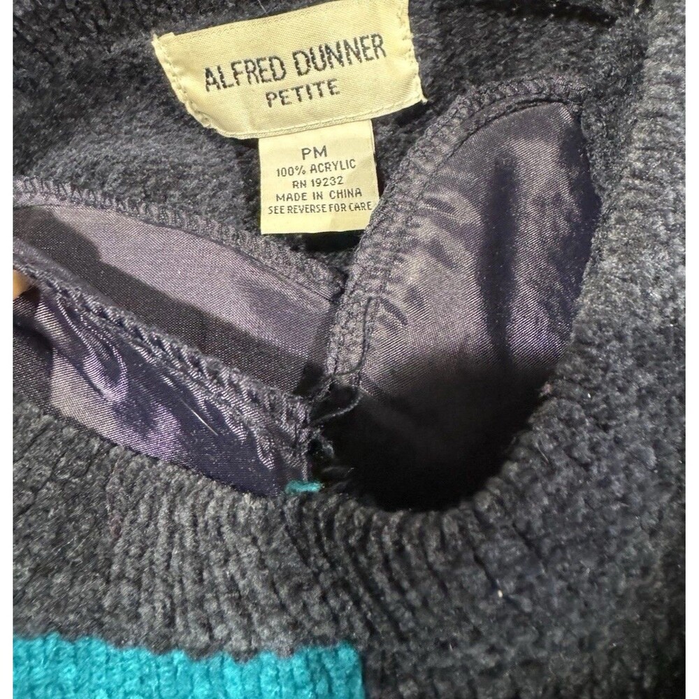 Vintage 90s 80s Alfred Dunner Color Block Chenille Sweater Women's Petite Medium - Picture 12 of 13